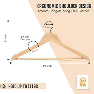 Premium Wooden Hangers 10 Pack - Durable & Elegant Closet Organizers for Home and Wardrobe Enhanceme...