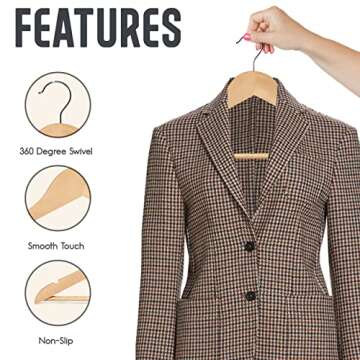 Premium Wooden Hangers 10 Pack for Elegant Wardrobe Organization