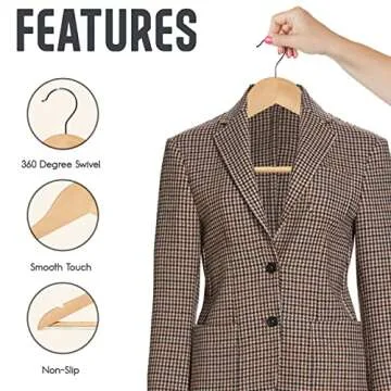 Premium Wooden Hangers 10 Pack for Elegant Wardrobe Organization