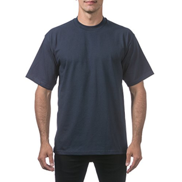 Pro Club Men's Heavyweight Cotton Short Sleeve Crew Neck T-Shirt, Navy, Large