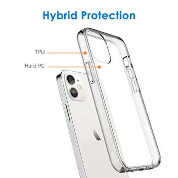 JETech Case for iPhone 12/12 Pro 6.1-Inch, Non-Yellowing Shockproof Phone Bumper Cover, Anti-Scratch Clear Back (HD Clear)