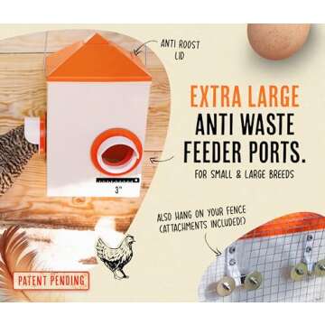 Roosty's XL 14lb Chicken Feeder and Waterer Set, Large Chicken Waterer 3 Gallon, Automatic Chicken Feeder No Waste, Chicken Water Feeder, Chicken Water Dispenser, Poultry Feeder, Large Chicken Feeders