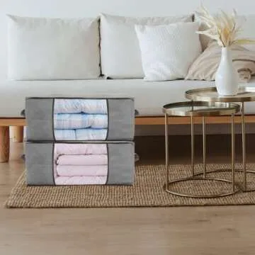 JNYONG 8-Pack Foldable Storage Bags with Clear Window