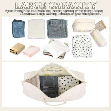 YogoRun Duffle Bag Carry on Luggage Bag Weekender Bags for Women Travel Large Nylon Sports Gym Bag (Beige)