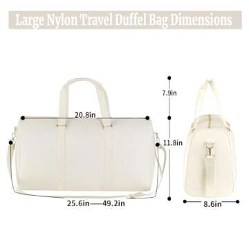YogoRun Duffle Bag Carry on Luggage Bag Weekender Bags for Women Travel Large Nylon Sports Gym Bag (Beige)