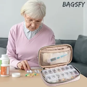BAGSFY Pill Organizer Case for Daily Medication & Travel