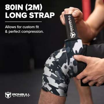 Premium Knee Wraps for Weightlifting - 80" Compression Straps