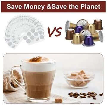 Ctosree 204 Pcs Espresso Coffee Capsules Foil Seals Aluminum Lids Stickers to Reuse Capsules Espresso Machine Pods Stainless Steel Cups, 37 mm