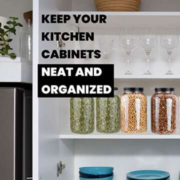 2 Pack - 1 Gallon Glass Mason Jar - Large Jar with Wide Mouth & Plastic Lid - Container for Storing Dry Foods, Spices, Pasta, Legumes and Pet Food - Airtight Kitchen Storage (Black Cap)