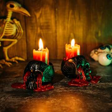 Skull Blood Candles - Spooky Dripping Red Wax Decor