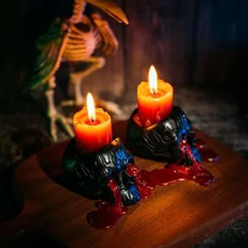 Skull Blood Candles - Spooky Dripping Red Wax Decor