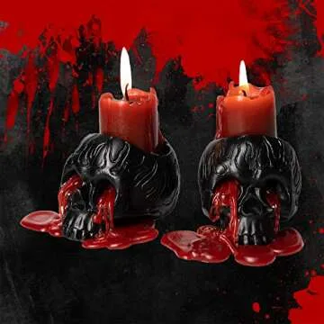 Skull Blood Candles - Spooky Dripping Red Wax Decor