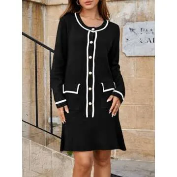 Saodimallsu Women's Ruffle Sweater Dress - Trendy Mini with Pockets
