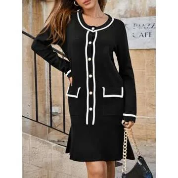 Saodimallsu Women's Ruffle Sweater Dress - Trendy Mini with Pockets