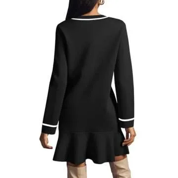 Saodimallsu Women's Ruffle Sweater Dress - Trendy Mini with Pockets