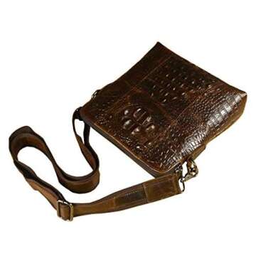 Hebetag Crocodile Leather Shoulder Messenger Bag for Men Travel Outdoor Business Crossbody Sling Day...