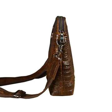 Hebetag Crocodile Leather Shoulder Messenger Bag for Men Travel Outdoor Business Crossbody Sling Day Pack Wallet Pouch Daypack Coffee
