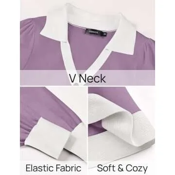 Stylish ZESICA Women's Long Sleeve V Neck Sweater Dress