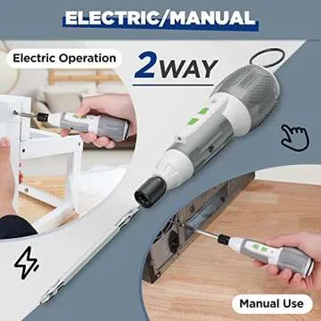 WORKPRO Electric Cordless Screwdriver Set - 4V USB Rechargeable Lithium-ion Battery Screwdriver Kit with LED Light - Small Screwdriver with 7pcs Bits for Home, Office, Apartment - White