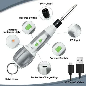 WORKPRO Electric Cordless Screwdriver Set - 4V USB Rechargeable Lithium-ion Battery Screwdriver Kit with LED Light - Small Screwdriver with 7pcs Bits for Home, Office, Apartment - White
