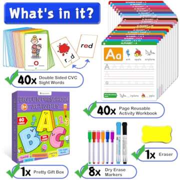 HOQEEWIPE Preschool Learning Activities – Reusable Handwriting Tracing Books for Kids