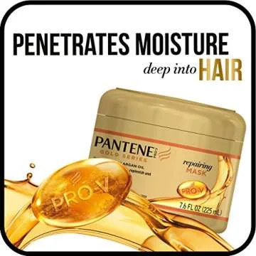 Gold Series, Repairing Mask Hair Treatment, Butter Crème Hair Treatment, with Argan Oil, from Pantene Pro-V, for Natural and Curly Textured Hair, 7.6 fl oz (Packaging May Vary)