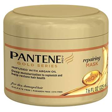 Gold Series, Repairing Mask Hair Treatment, Butter Crème Hair Treatment, with Argan Oil, from Pantene Pro-V, for Natural and Curly Textured Hair, 7.6 fl oz (Packaging May Vary)