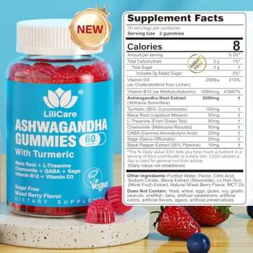 EnvyDeal 2 Pack Ashwagandha Gummies for Immune Support, 2000mg Organic Ashwa Root Extract Supplement for Women & Men - 120 Count