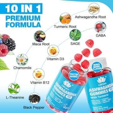 EnvyDeal 2 Pack Ashwagandha Gummies for Immune Support, 2000mg Organic Ashwa Root Extract Supplement for Women & Men - 120 Count