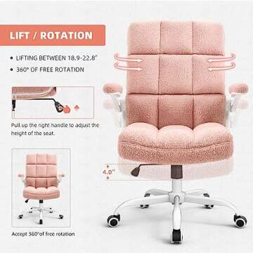 YAMASORO Pink Office Chair - Ergonomic Home/Office Chairs