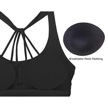 Icyzone Padded Strappy Sports Bra Comfortable Yoga Workout Top
