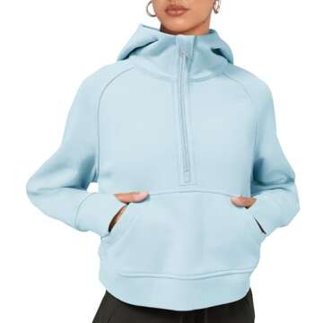 LASLULU Womens Zip Up Cropped Hoodies Crop Tops Sport Athletic Hoodie Fall Sweaters 2024 Fleece Jack...