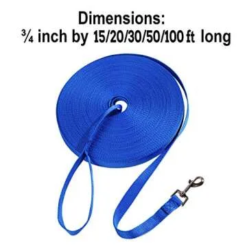 Hi Kiss Dog/Puppy Obedience Recall Training Agility Lead - 15ft 20ft 30ft 50ft 100ft Training Leash - Great for Training, Play, Camping, or Backyard Blue 30 Feet