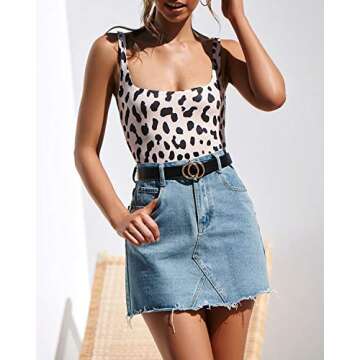 Lwaoien One Piece Monokini Bikini Swimsuit for Women High Cut Leopard Print Bathing Suits Backless Thong Swimwear Beachwear Leopard (M)