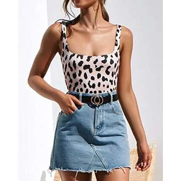 Lwaoien One Piece Monokini Bikini Swimsuit for Women High Cut Leopard Print Bathing Suits Backless Thong Swimwear Beachwear Leopard (M)