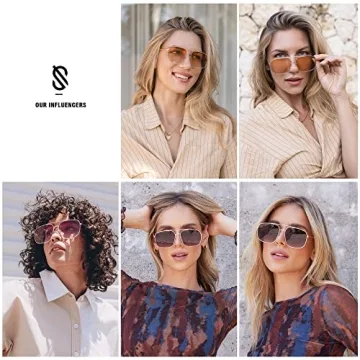 SOJOS UV400 Retro Square Aviator Sunglasses for Men and Women