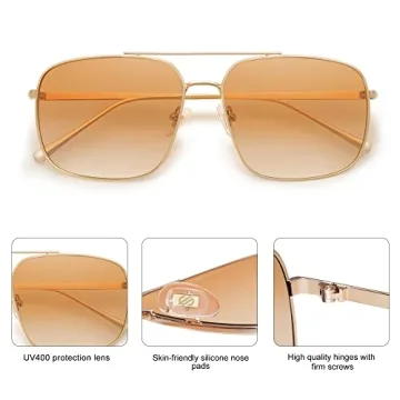 SOJOS UV400 Retro Square Aviator Sunglasses for Men and Women