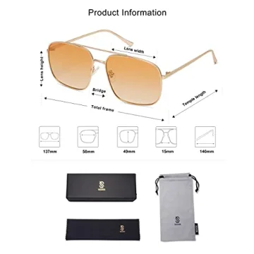 SOJOS UV400 Retro Square Aviator Sunglasses for Men and Women