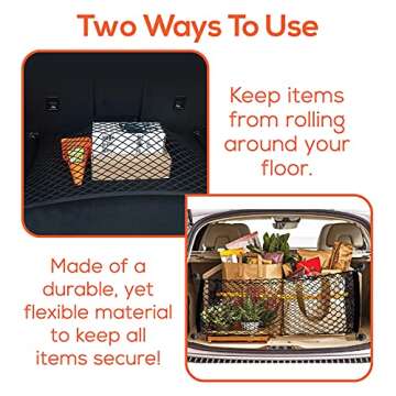 Trobo Trunk Storage Organizer For Car, Stretchable Cargo Organizer For Trunk, SUV, Cars, Vans, Trucks And Jeeps, Heavy Duty Adjustable Elastic Mesh Storage Auto Hanging Net Bag with 3 Mounting Options