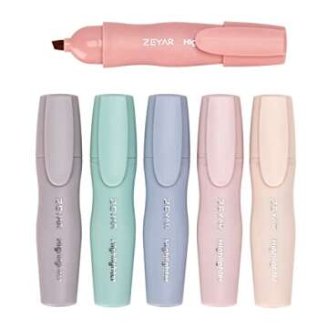 ZEYAR Aesthetic Highlighter Marker Pen, Cream Colors Chisel Tip, Water Based ink, Quick Dry, No Bleed, for Bible Study Notes School Office (6 Youth Colors)