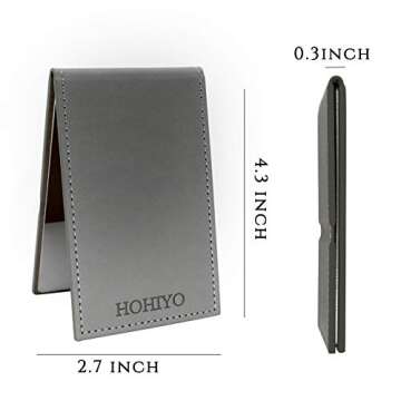 HOHIYO Compact Mirror, Unbreakable Shatterproof Stainless Steel Folding Small Travel Mirror with PU ...