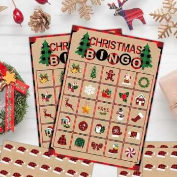 Joy Bang Christmas Bingo Games for Kids, 24 Player Bingo Cards Christmas Crafts for Kids Winter Holiday Games Activities for Family Large Group Classroom Xmas Party Favors Supplies Gifts for Kids