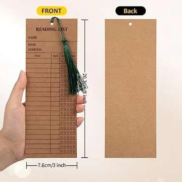 100 Pieces Reading List Bookmark with Tassels, 3 x 8 Inch Kraft Personal Libraries Cards 20 Pieces T...