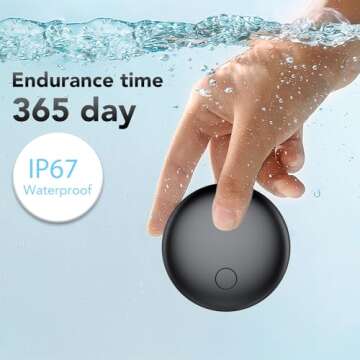 Air Tags Tracker 4-Pack, Item Finders Work for Apple Find My APP(iOS Only) Tracker Tags for Keys, Luggage, Backpack etc,Replaceable Battery Last 1 Year, IP67 Waterproof with Holder Keychain, Black