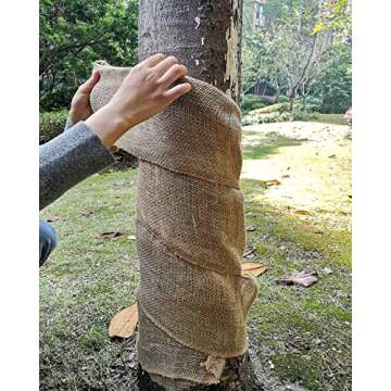 Medoore 2 Rolls Natural Burlap Tree Protector Wraps Plants Tree Trunk Guard Protector Wrap Gardening Tree Trunk Antifreeze Wrap for Keeping Plant Warm and Moisturizing, 7.8" × 9.8'
