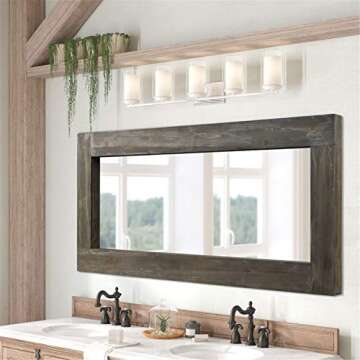MAYEERTY Floor Mirror Full Length Rustic Wood Frame Body Full Size Large Leaning Wall Mounted Rectan...