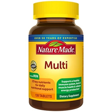 Nature Made Multivitamin Tablets with Iron for Daily Health - 130 Count, 130 Day Supply