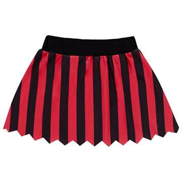 Auggle 3PC Toddler Baby Girl Outfits Halloween Costume Stripe Skirt Kid Pirate Short Sleeve with Hat (Red, 4T)