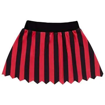 Auggle 3PC Toddler Baby Girl Outfits Halloween Costume Stripe Skirt Kid Pirate Short Sleeve with Hat (Red, 4T)