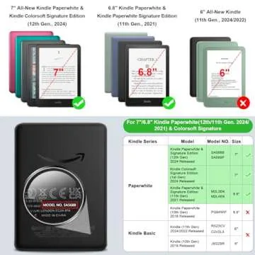Fintie Case for 7"/6.8" Kindle Paperwhite(12th/11th Generation-2024/2021) and Kindle Colorsoft Signa...